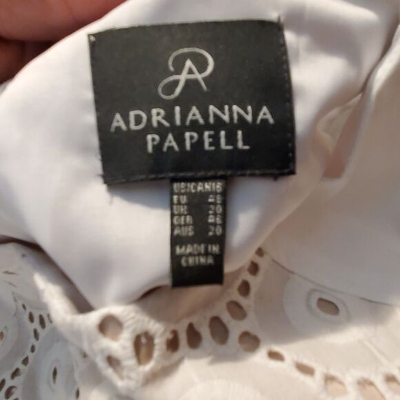 Adrianna Papell White Eyelet Sheath Dress Size 16 Missing Belt - Picture 5 of 8